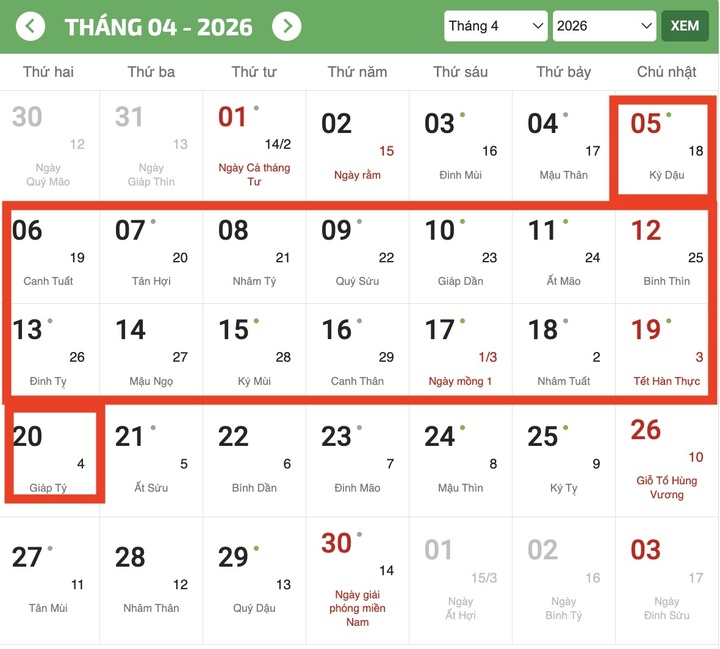 Tiết Thanh minh 2026 bắt đầu từ ngày 5/4 đến 20/4 Dương lịch.