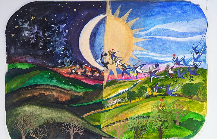 Ngày và đêm dài bằng nhau trong ngày Xuân phân.