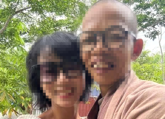 Hình ảnh lan truyền trên mạng được cho là ông Thích Nhuận Đạt có mối quan hệ tình cảm với cô Tym.
