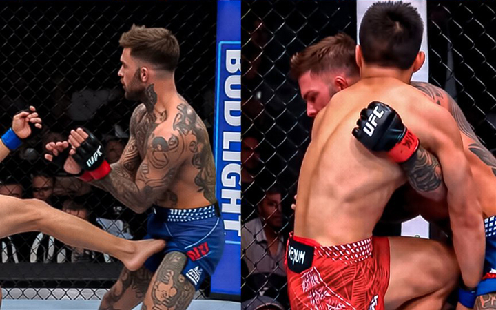 Cận cảnh pha ra đòn vào hạ bộ đối phương của Tiêu Long