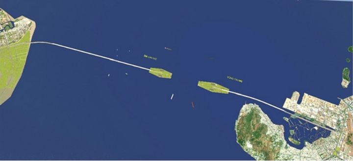 Mô hình cầu và hầm vượt biển nối Cần Giờ-Vũng Tàu (Nguồn: Sở Xây dựng)