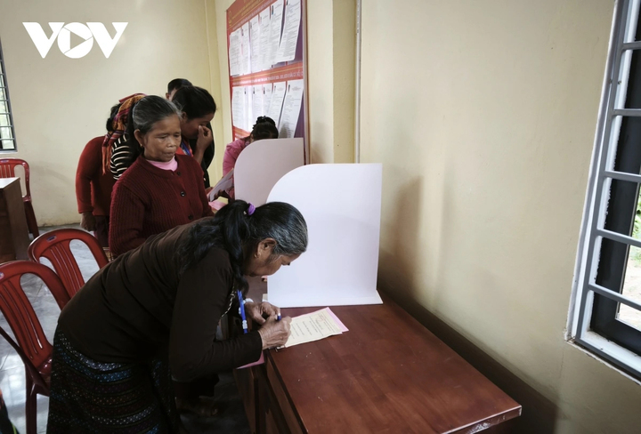 Cử tri lựa chọn các đại biểu trước khi bỏ phiếu vào hòm phiếu.