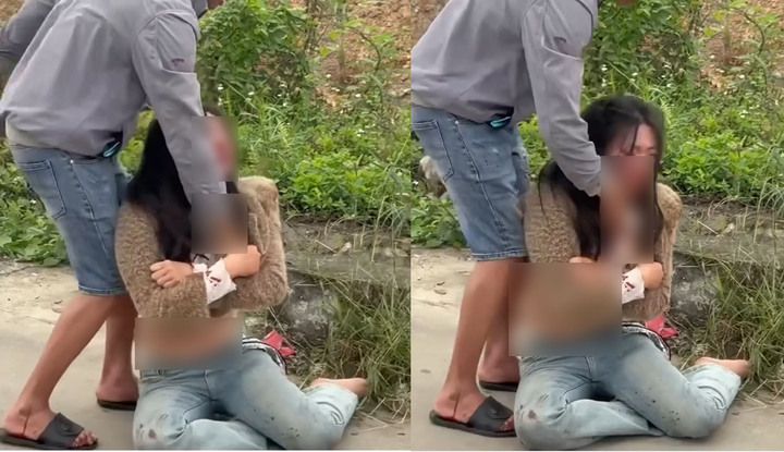 Ttrên đường về nhà, hai người phát sinh mâu thuẫn nên Huấn đã đánh vào vùng mặt, túm áo kéo lê chị H.A.T trên đường.