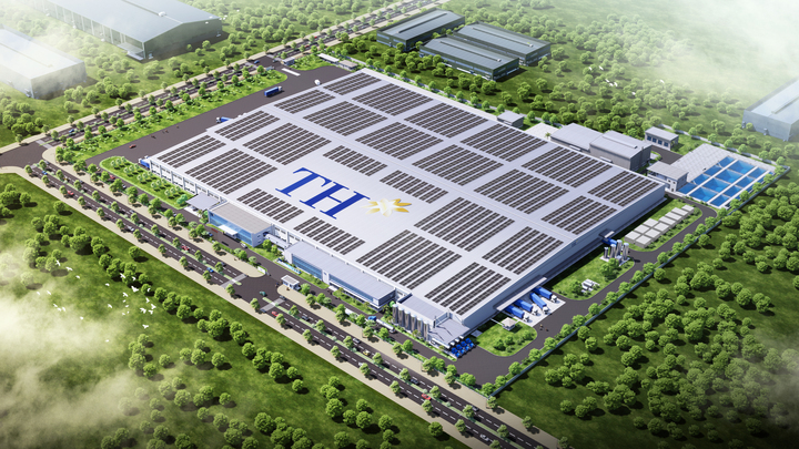 Hình ảnh phối cảnh Nhà máy Chế biến thực phẩm sạch TH Bình Dương, diện tích 10 ha tại Khu công nghiệp Sóng Thần 3 (phường Bình Dương, TP.HCM).