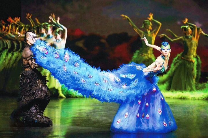 Vở diễn "Khổng tước" diễn ra trong ba đêm 6, 7, 8/3 tại Nhà hát Hồ Gươm với 4 suất diễn, được xây dựng như vòng tuần hoàn của thiên nhiên với bốn phần: Xuân, Hạ, Thu và Đông.