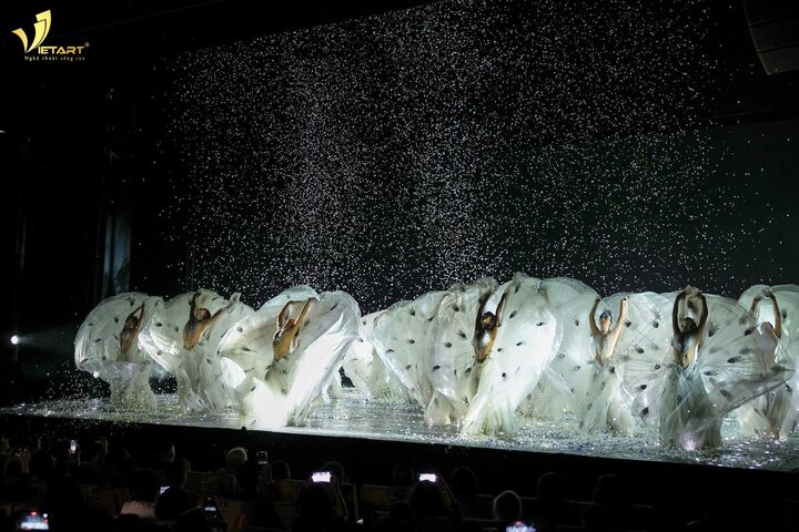 Không chỉ chinh phục khán giả bằng kỹ thuật múa điêu luyện, vở diễn còn gây ấn tượng với phần mỹ thuật sân khấu tinh tế. Ánh sáng, âm nhạc và trang phục được thiết kế như những lớp màu của thiên nhiên, làm nổi bật vẻ đẹp mong manh mà kiêu hãnh của hình tượng chim công.