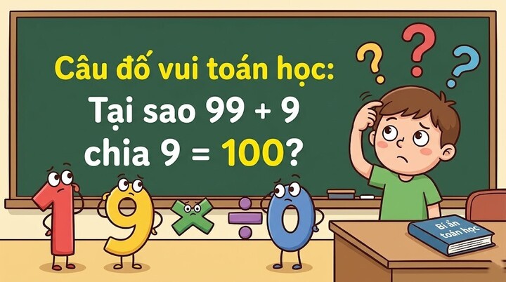 99 + 9 को 9 से भाग देने पर 100 क्यों आता है? (उदाहरण के लिए चित्र)।