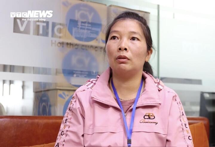 Chị Thu xúc động khi chia sẻ về hoàn cảnh của gia đình.