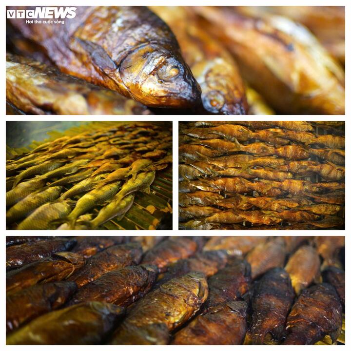 Cá sau khi hun khói thành công sẽ có màu cánh gián, rất hấp dẫn.