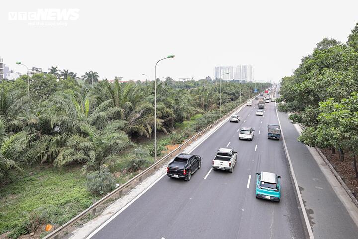 Sau khi đi qua khu vực Trung tâm Hội nghị Quốc gia, tuyến chuyển sang chạy trên mặt đất, bố trí tại dải phân cách giữa Đại lộ Thăng Long và cao tốc Hòa Lạc – Hòa Bình, kéo dài đến điểm cuối. Dự án kết thúc tại ga S20, thuộc địa bàn hai xã Hòa Lạc và Yên Xuân. Đồng thời, tuyến được quy hoạch sẵn phương án kéo dài trong tương lai đến khu vực Làng Văn hóa các dân tộc Việt Nam (xã Yên Bài) và kết nối với tuyến đường sắt liên vùng Hà Nội – Phú Thọ khi có nhu cầu.