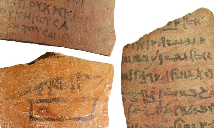 Những ostraca mới được khao quật tại di chỉ khảo cổ Athribis, Ai Cập. (Ảnh: Bộ Du lịch & Khảo cổ Ai Cập)