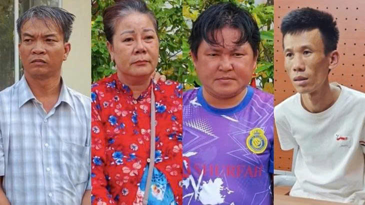 Các đối tượng trong nhóm dàn cảnh giật dây chuyền ở Liên Hoa Bảo Tháp.