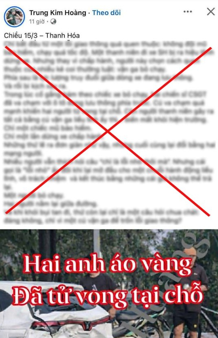 Công an tỉnh Thanh Hoá sẽ làm rõ chủ tài khoản và nguồn phát tán thông tin sai sự thật nêu trên để xử lý nghiêm theo quy định. (Ảnh: Công an Thanh Hoá)