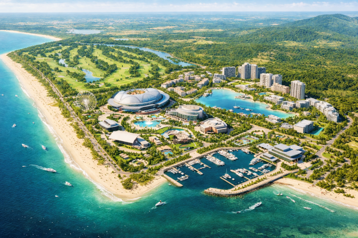 UBND tỉnh Gia Lai đang hoàn thiện các tục cuối cùng để bàn giao mặt bằng khởi công siêu Dự án Tổ hợp Khu văn hóa, thể dục thể thao, vui chơi giải trí kết hợp thương mại dịch vụ gần 2.600 tỷ đồng. (Phối cảnh dự án)