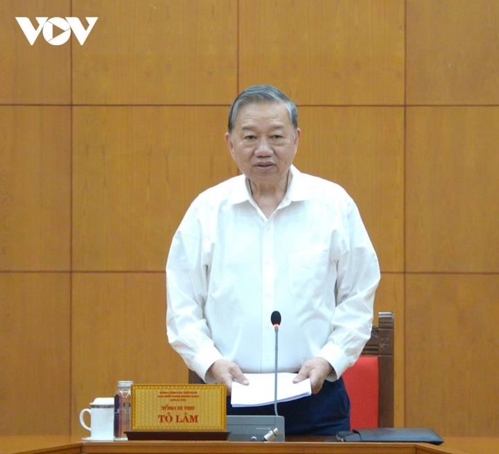 Tổng Bí thư Tô Lâm phát biểu tại buổi làm việc.