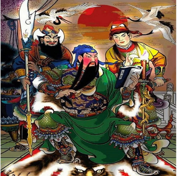 Trong các bức tranh thờ Quan Vũ, luôn có Quan Bình đứng hầu bên phải và Chu Thương đứng hầu bên trái.