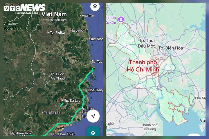 Ứng dụng Google Maps cập nhật những địa danh hành chính mới tại Việt Nam. (Ảnh: Mạnh Hùng)
