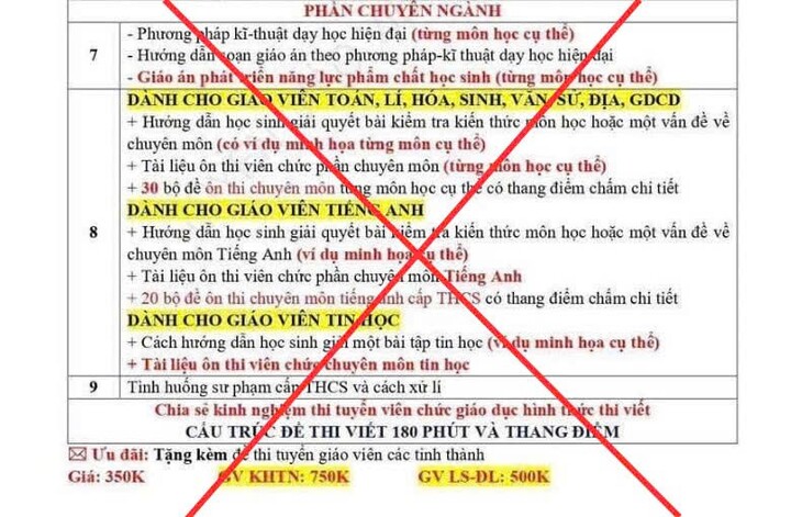 Sở GD&ĐT tỉnh Quảng Trị khuyến cáo giáo viên cẩn trọng trước các tài liệu không chính thống được rao bán trên mạng xã hội.