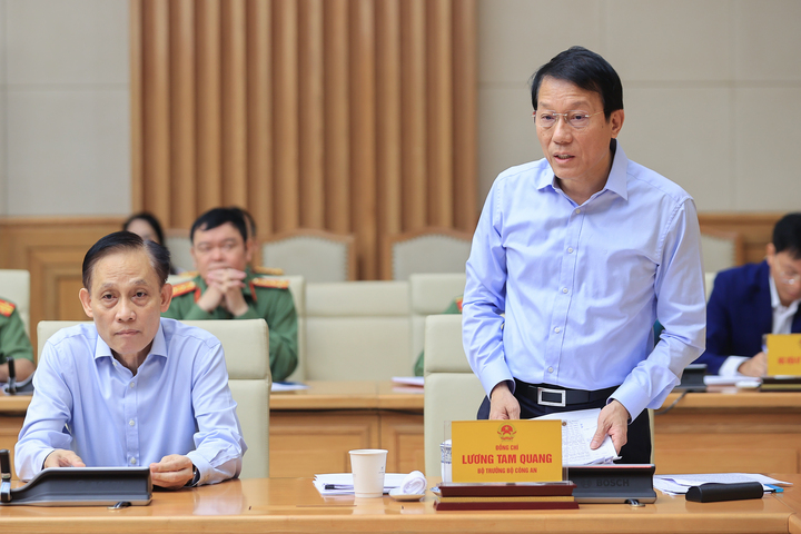 Đại tướng Lương Tam Quang, Bộ trưởng Bộ Công an phát biểu.