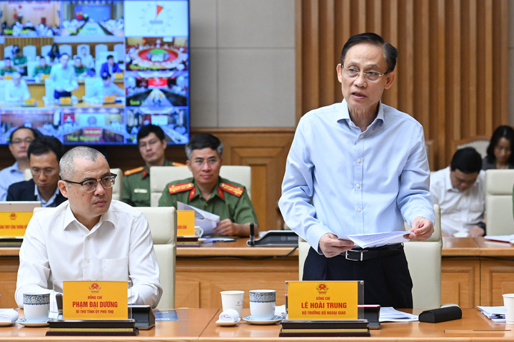 Bộ trưởng Bộ Ngoại giao Lê Hoài Trung phát biểu.