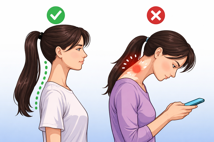 Cúi đầu lướt điện thoại vài tiếng mỗi ngày, nhiều người trẻ mắc 'cổ rùa'