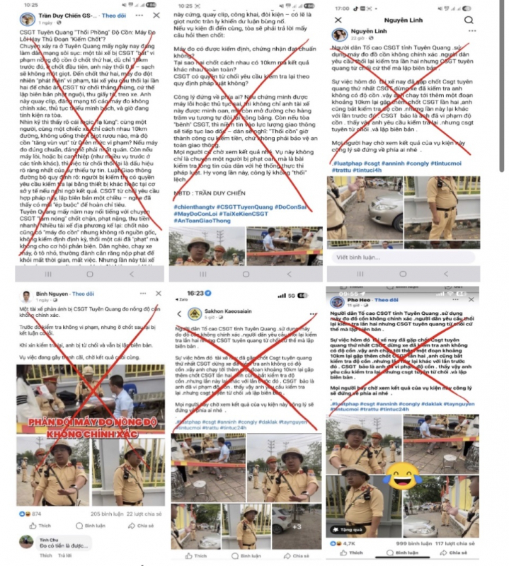 Các trang mạng lợi dụng thông tin bịa đặt, sai sự thật trên để bôi nhọ lực lượng CSGT.