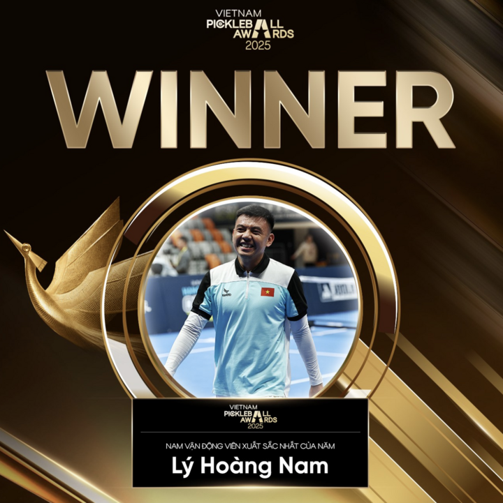 Lý Hoàng Nam được bình chọn là nam vận động viên xuất sắc nhất năm 2025. (Nguồn: Vietnam Pickleball Awards)