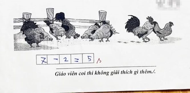 Học trò giải '7 - 5 = 2' nhưng giáo viên gạch sai, tại sao?