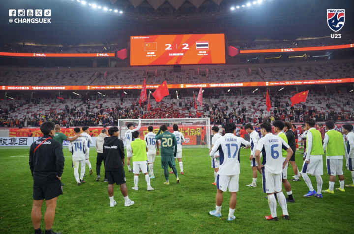 U23 Thái Lan hoà 2-2 U23 Trung Quốc. (Nguồn: Đội tuyển bóng đá quốc gia Thái Lan)