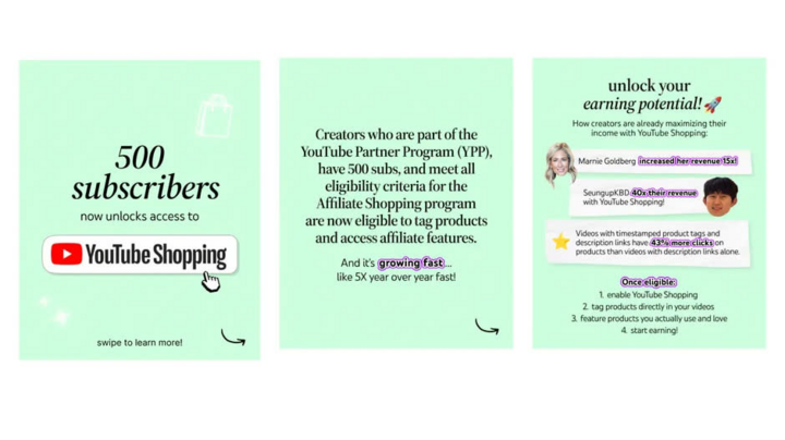 Infographic của YouTube giới thiệu chương trình mua sắm liên kết. (Nguồn: Youtube)