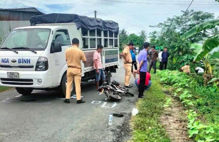 Hiện trường vụ nữ sinh bị tông tử vong.