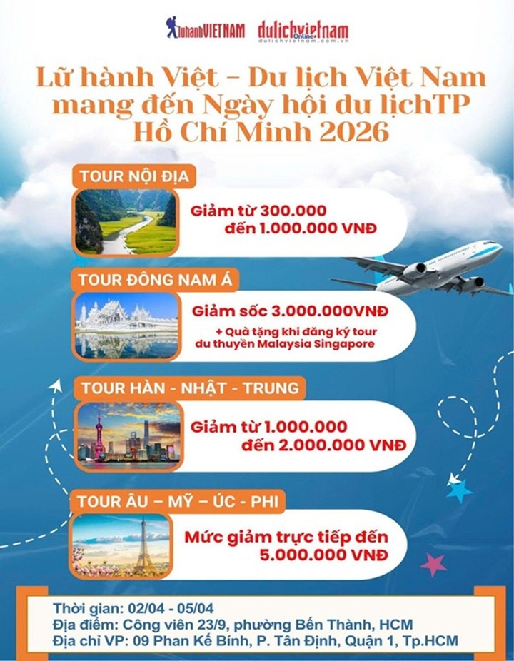Lữ Hành Việt Nam tung ưu đãi lớn, tour giá tốt tại Ngày hội Du lịch 2026 - 2