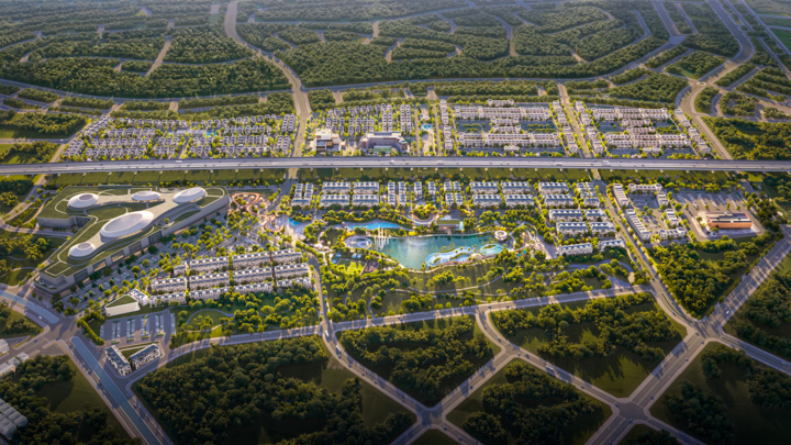 Phối cảnh tổng thể của Thanh Phú Centre Point với định hướng phát triển thành đô thị giao thương tại cửa ngõ Tây TP.HCM. (Nguồn ảnh: BIM Group)