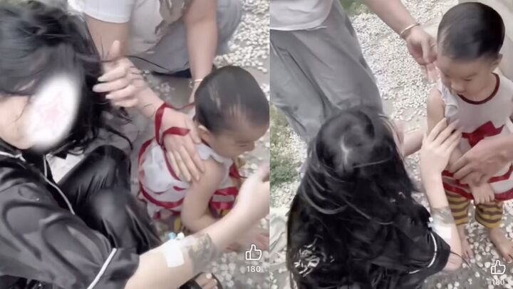 Nhiều dân mạng gọi cô là "thần tiên tỷ tỷ" khi trên tay còn ống truyền nước vẫn lo nghĩ cho người xung quanh. (Ảnh chụp màn hình)