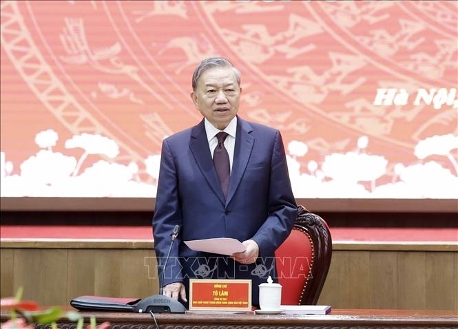 Tổng Bí thư Tô Lâm phát biểu tại hội nghị. (Ảnh: Thống Nhất/TTXVN)