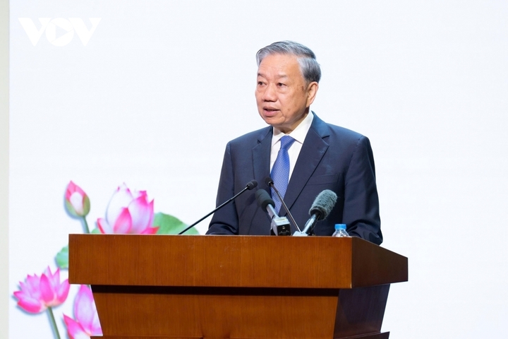 Tổng Bí thư Tô Lâm phát biểu tại buổi lễ.