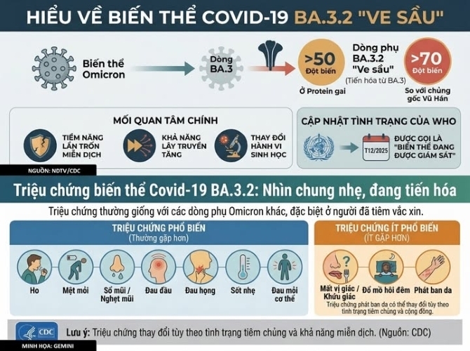 Biến thể 've sầu' của Covid-19 có gì đáng lo hơn chủng cũ? (Nguồn: CDC Hà Nội)