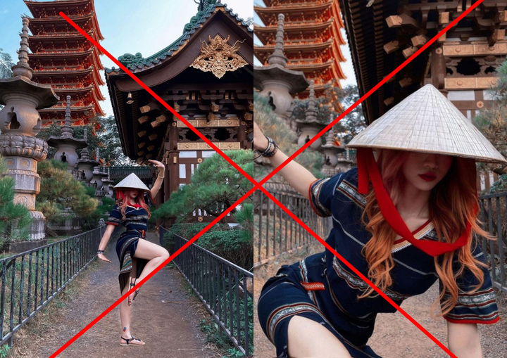 Lê Bống nhận chỉ trích khi tạo dáng phản cảm ở chùa.