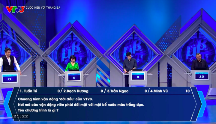 Các MC lần lượt trả lời đúng các câu hỏi liên quan đến các chương trình nổi tiếng trên VTV3.