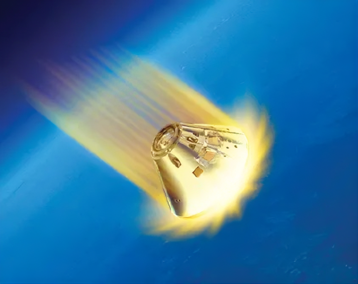 (13) Mô-đun phi hành đoàn Orion tái nhập khí quyển Trái đất. (Nguồn: Roen Kelly)