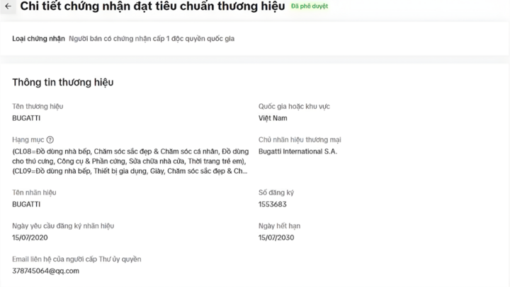 Chứng nhận thương hiệu.