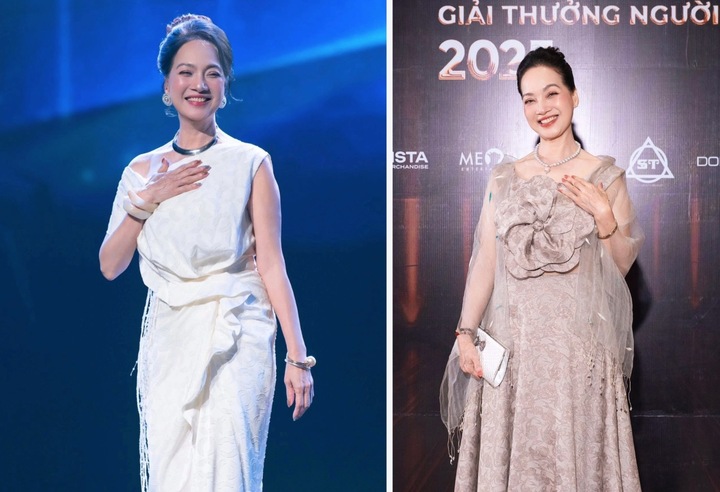 Ở tuổi 63, NSND Lê Khanh vẫn giữ phong độ rạng rỡ với gu thời trang tinh tế, biết dung hòa giữa cổ điển và hiện đại.