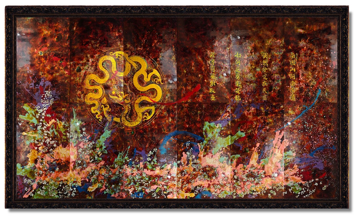 Tác phẩm tranh sơn mài khổ lớn của Lê Hữu Hiếu bày tại Venice Biennale lần thứ 61.