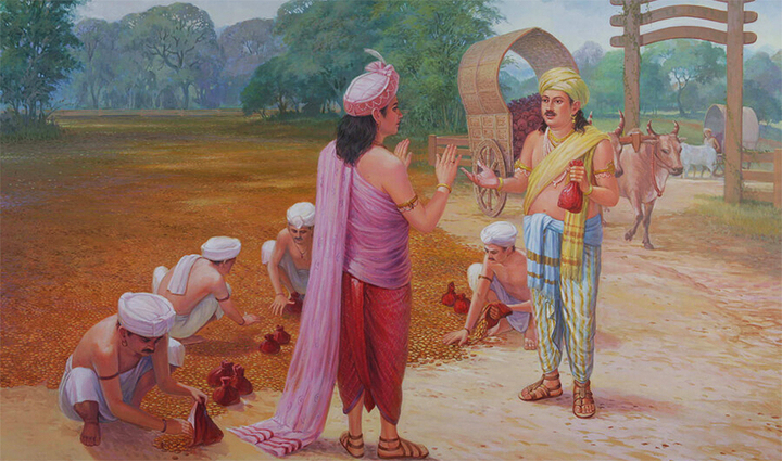 Những đồng tiền vàng được lát xuống, lấp lánh dưới ánh mặt trời, phủ kín dần từng tấc đất, từng lối đi.