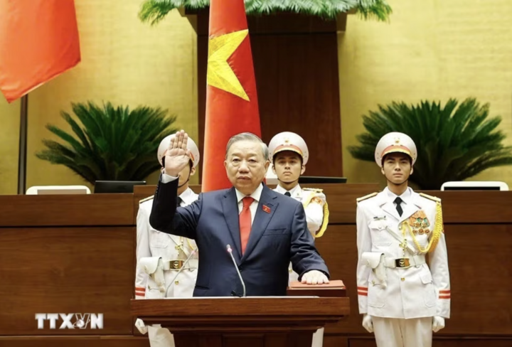 Chủ tịch nước Cộng hòa xã hội chủ nghĩa Việt Nam Tô Lâm tuyên thệ nhậm chức. (Ảnh: Thống Nhất/TTXVN)