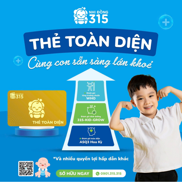 Thẻ Toàn diện Nhi Đồng 315 – người bạn đồng hành cùng con trong mỗi bước phát triển - giúp ba mẹ dễ dàng theo dõi sức khỏe, thể chất và tinh thần của bé yêu.