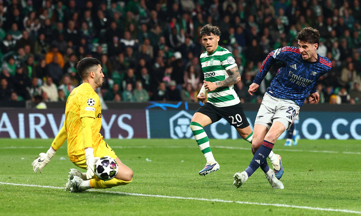 Khoảnh khắc Havertz ghi bàn ở phút 90+1. (Ảnh: Reuters)