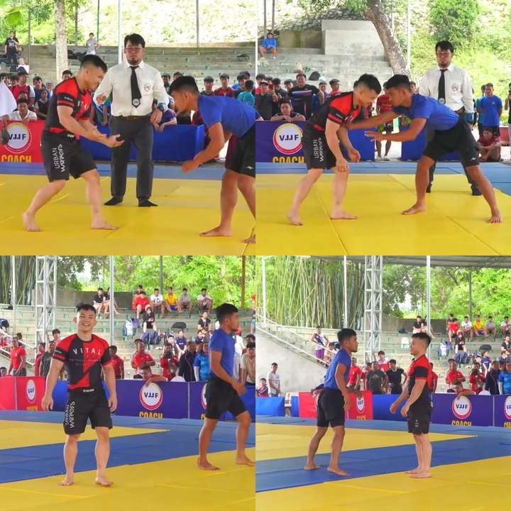 Đào Hồng Sơn vừa thi đấu vừa cười, thậm chí mời gọi đối phương - Ảnh chụp màn hình