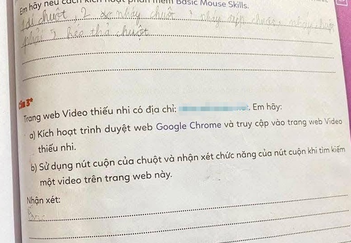 Trang sách có chưa đường link độc hại, không phù hợp với học sinh trong cuốn "Vở bài tập Tin học 3" của Nhà xuất bản Đại học Huế