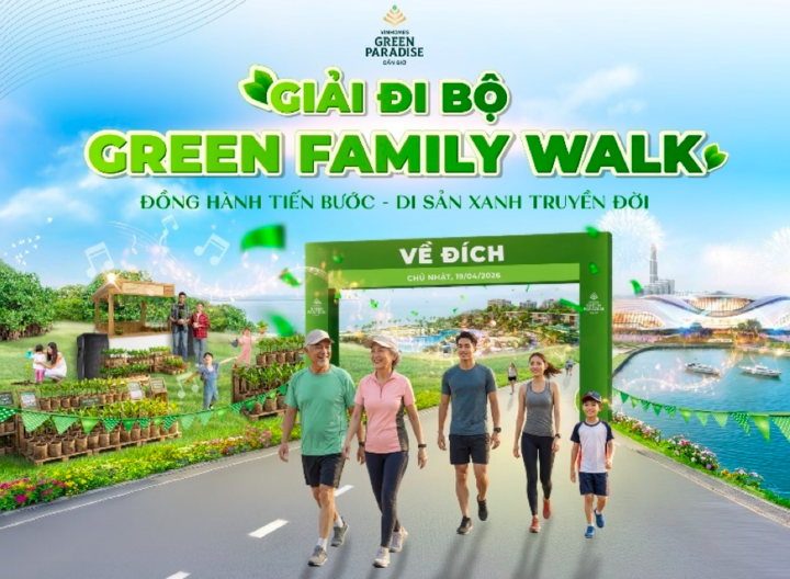 Giải đi bộ Green Family Walk sẽ chính thức diễn ra tại Vinhomes Green Paradise vào ngày 19/4